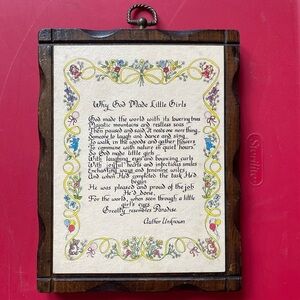 Framed Poem Plaque "Why God Made Little Girls" - Floral Accents